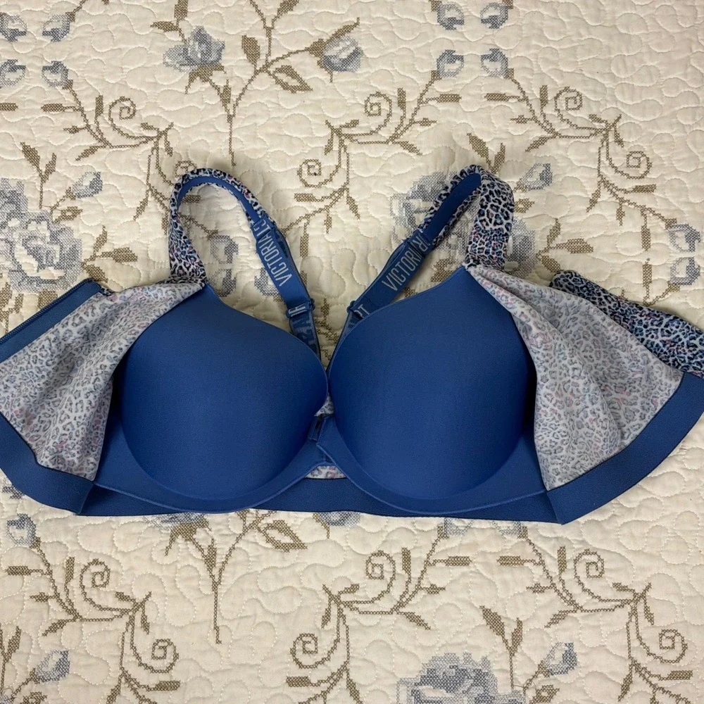 Victoria Sport Knockout Ultra Max Sports Bra Women 36D Blue Leopard Excellent